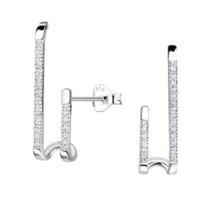 Silver Geometric Stud Earrings - 22119