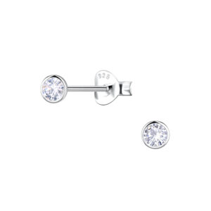 3mm Round Cubic Zirconia Silver Stud Earrings - 22542 3mm Round Cubic Zirconia Silver Stud Earrings - 22542