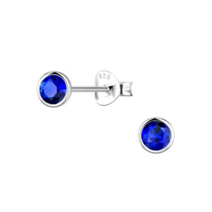 4mm Round Cubic Zirconia Silver Stud Earrings - 22545