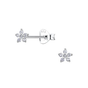 Silver Flower Stud Earrings  - 22419
