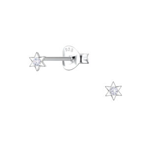 Silver Star Stud Earrings - 22667