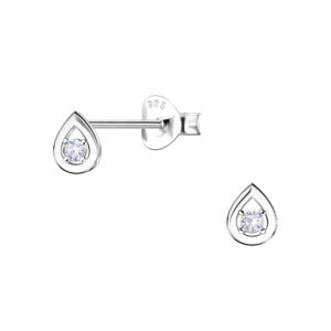 Silver Pear Stud Earrings - 22675