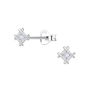 Silver Geometric Stud Earrings - 22679