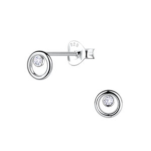 Silver Circle Stud Earrings - 22681 Silver Circle Stud Earrings - 22681