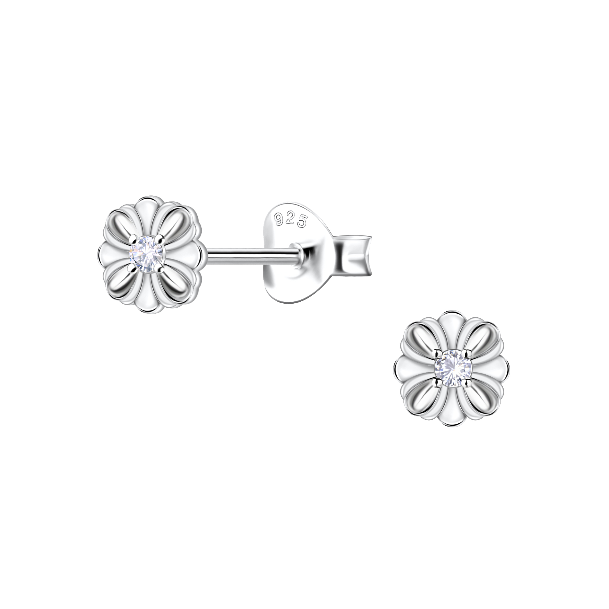 Stars Design Silver Plated Flower Stud Earrings – Amethyst, Peridot & Garnet Morganite
