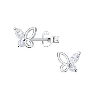 Silver Butterfly Stud Earrings  - 22403