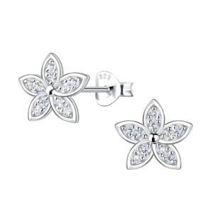 Silver Flower Stud Earrings - 22655
