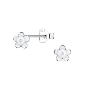 Silver Flower Stud Earrings - 22660
