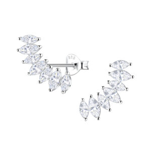 Silver Marquise Curved Stud Earrings  - 22432