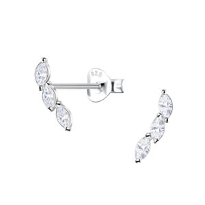 Silver Marquise Curved Stud Earrings  - 22442