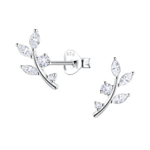 Silver Leaf Stud Earrings  - 22445