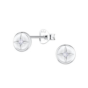 Silver Star Stud Earrings - 22447