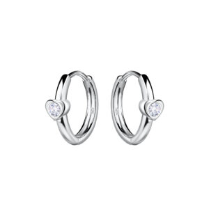 11mm Silver Heart Huggie Earrings - 22709