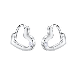 11mm Silver Heart Huggie Earrings - 22721