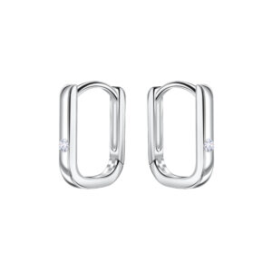 10mm Silver Single Stone Huggie Earrings - 22727
