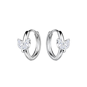 11mm Silver Geometric Huggie Earrings - 22400