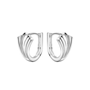 12mm Silver Leaf Huggie Earrings - 22451