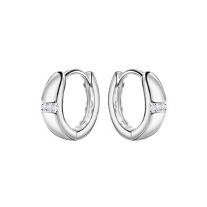12mm Silver Geometric Huggie Earrings - 22453