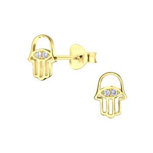 Silver Hamsa Stud Earrings - 22925
