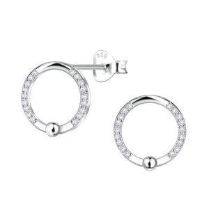 Silver Circle Stud Earrings - 22911