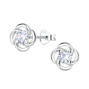 Silver Flower Stud Earrings - 22913