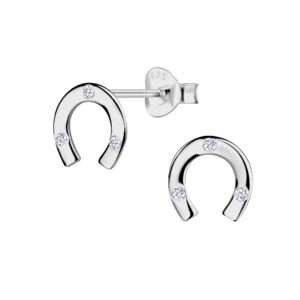 Silver Horseshoe Stud Earrings - 23204