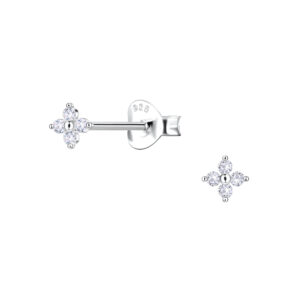 Silver Flower Stud Earrings - 23177