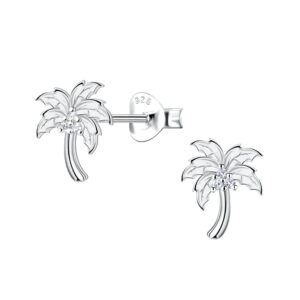 Silver Coconut Tree Stud Earrings - 23262