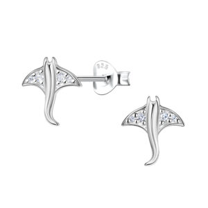 Silver Stingray Stud Earrings - 23271