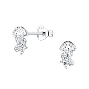 Silver Jellyfish Stud Earrings 23284