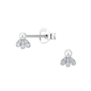 Silver Flower Stud Earrings - 23292