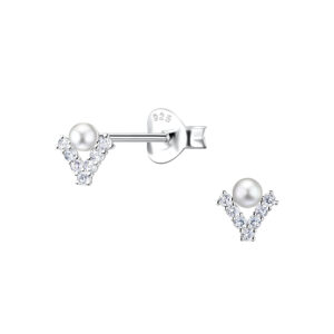 Silver Geometric Stud Earrings - 23294