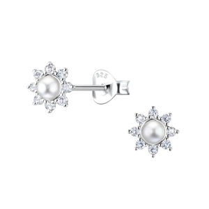 Silver Sun Stud Earrings - 23305