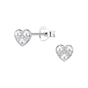 Silver Heart Stud Earrings - 23308