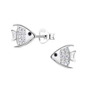 Silver Fish Stud Earrings - 23437