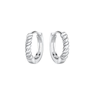 10mm Silver Twisted Huggie Earrings - 23444