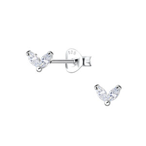 Silver Heart Stud Earrings - 23536