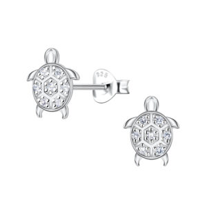 Silver Turtle Stud Earrings - 23533