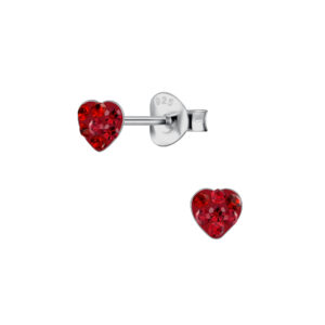 Silver Heart Crystal Stud Earrings - 23953 Silver Heart Crystal Stud Earrings - 23953