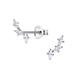 Silver Geometric Stud Earrings - 24198