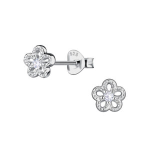 Silver Flower Stud Earrings - 24063 Silver Flower Stud Earrings - 24063