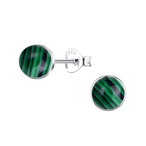 6mm Round Imitation Stone Silver Stud Earrings - 24410