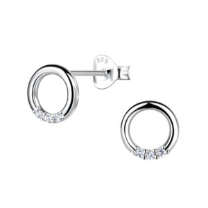 Silver Circle Stud Earrings - 24076