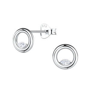 Silver Circle Stud Earrings - 24081