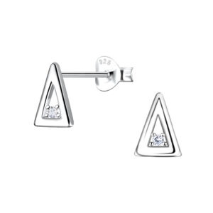 Silver Triangle Stud Earrings - 24089