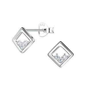 Silver Square Stud Earrings - 24091