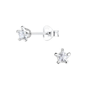4mm Star Cubic Zirconia Stud Earrings - 24610