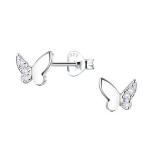 Silver Butterfly Stud Earrings   - 24423