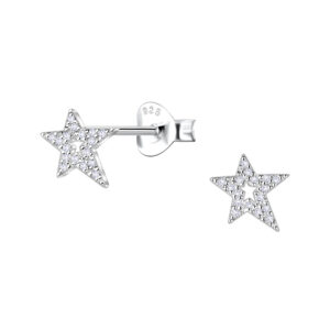 Silver Star Stud Earrings - 24478