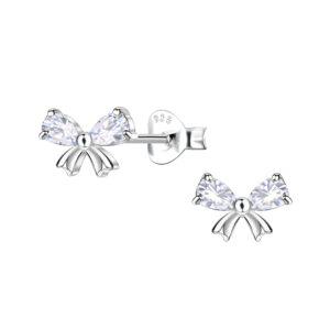 Silver Bow Stud Earrings  - 24480